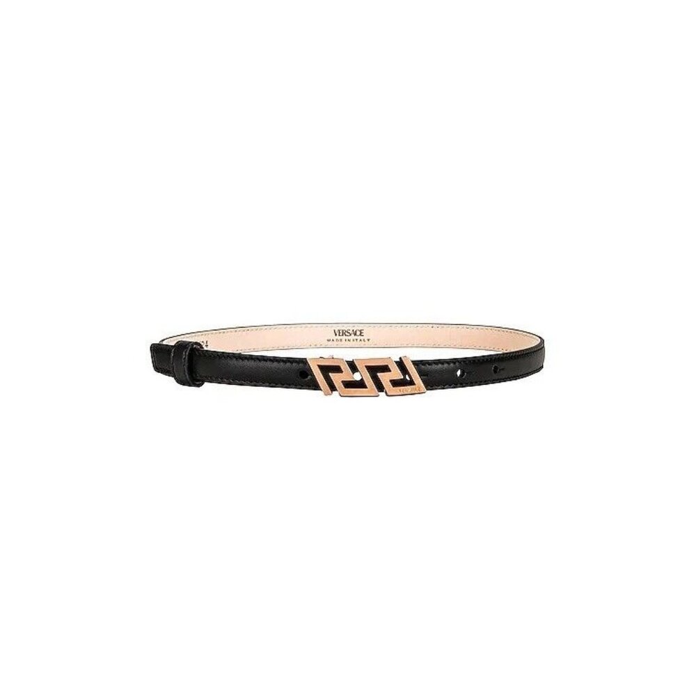 VERSACE Greca Belt Nero Oro Black Leather Buckle - Picture 4 of 12